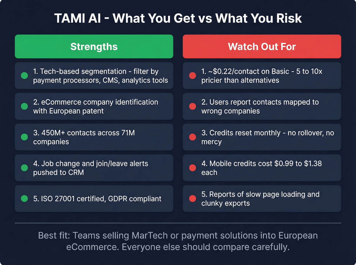 TAMI AI strengths and weaknesses overview diagram