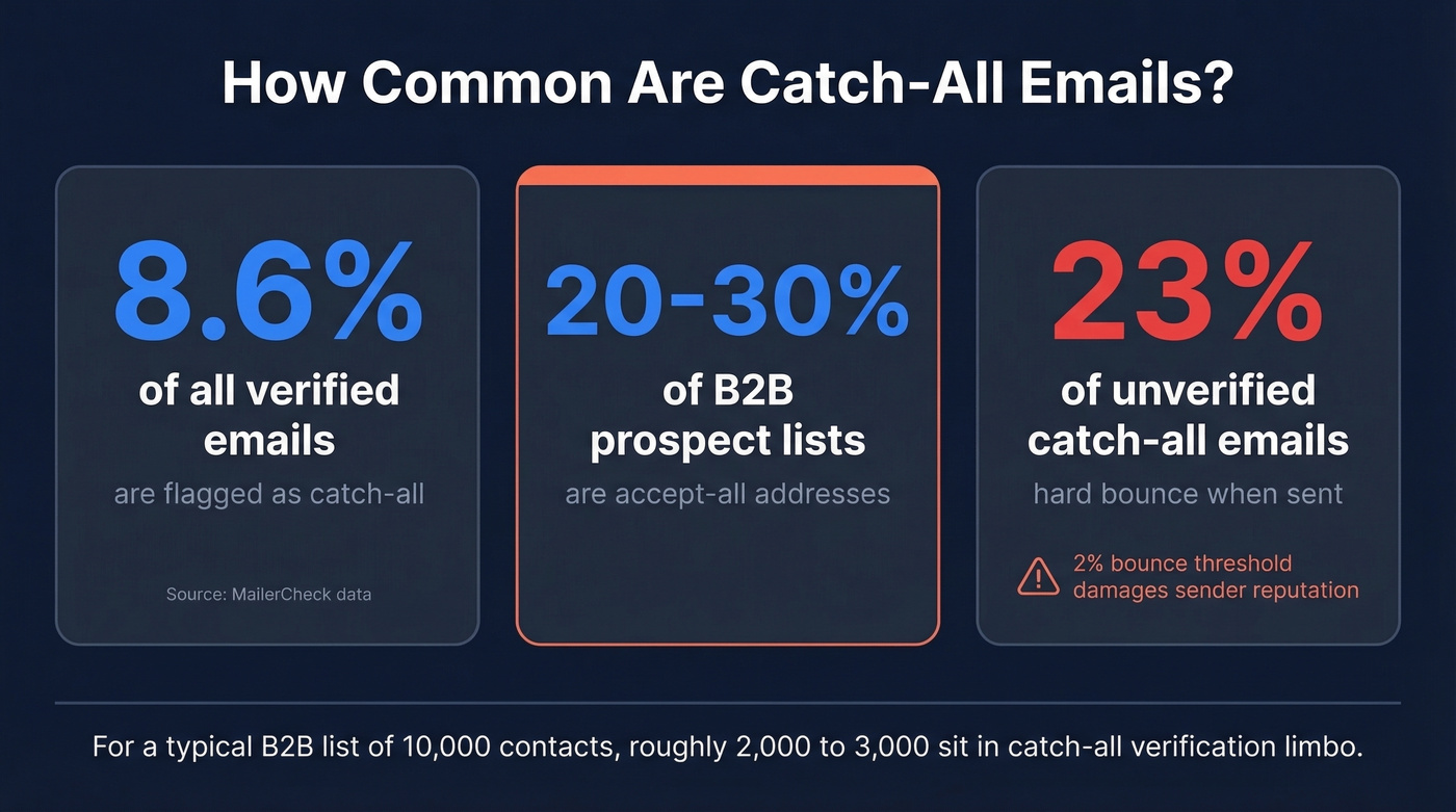 Key statistics about catch-all email prevalence in B2B lists