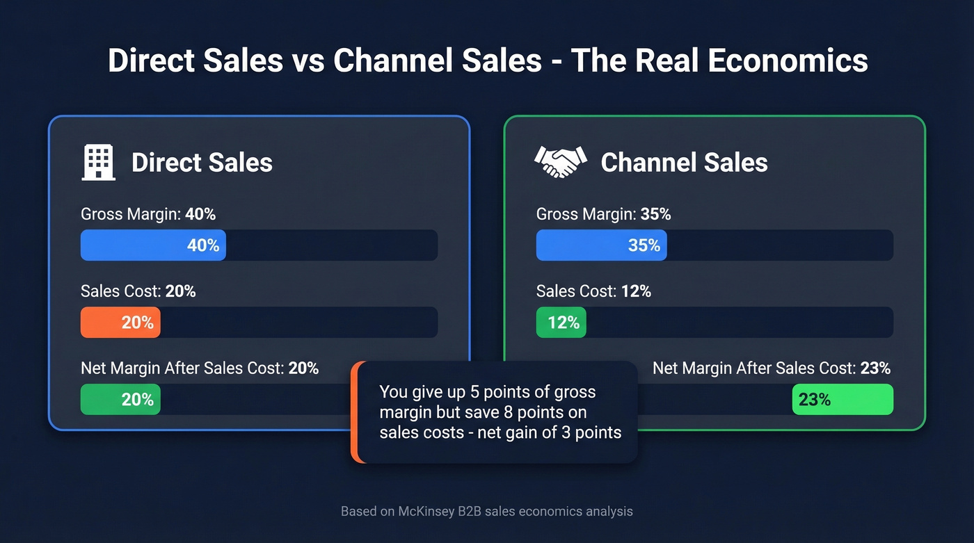 Direct sales vs channel sales economics comparison