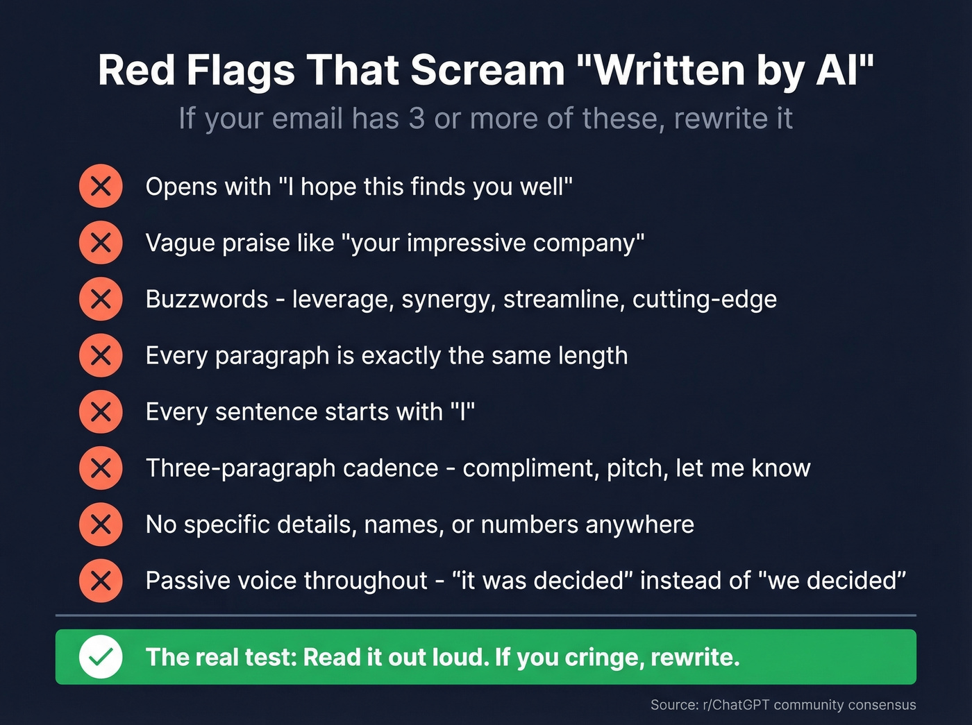 Common AI email red flags checklist to avoid