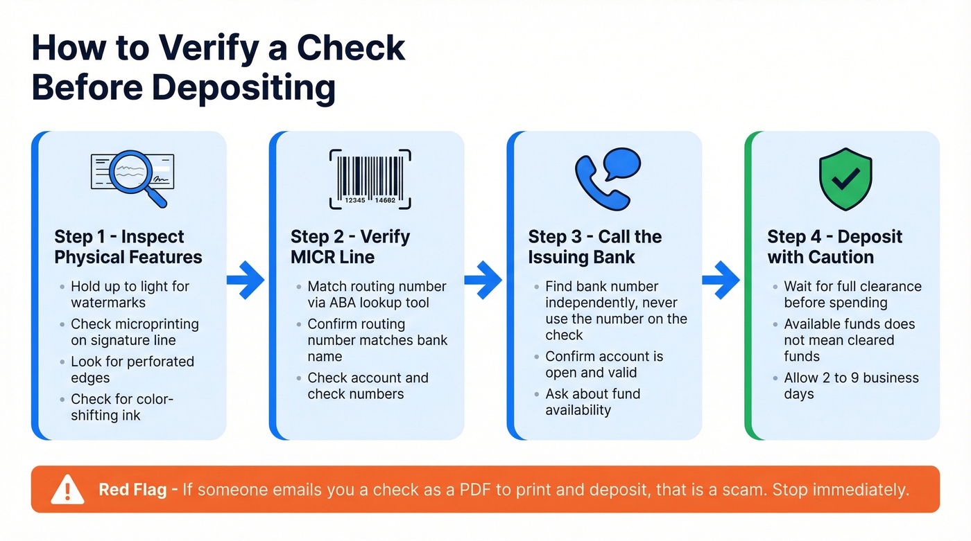 Step-by-step check verification process flowchart