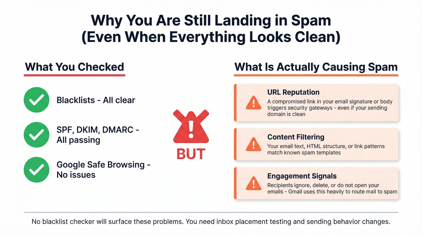 Hidden spam triggers that blacklist checkers miss