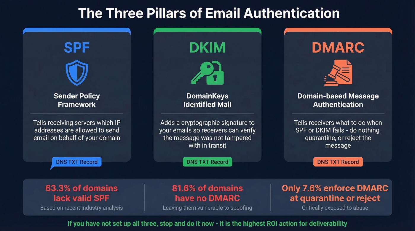SPF DKIM DMARC email authentication explained visually