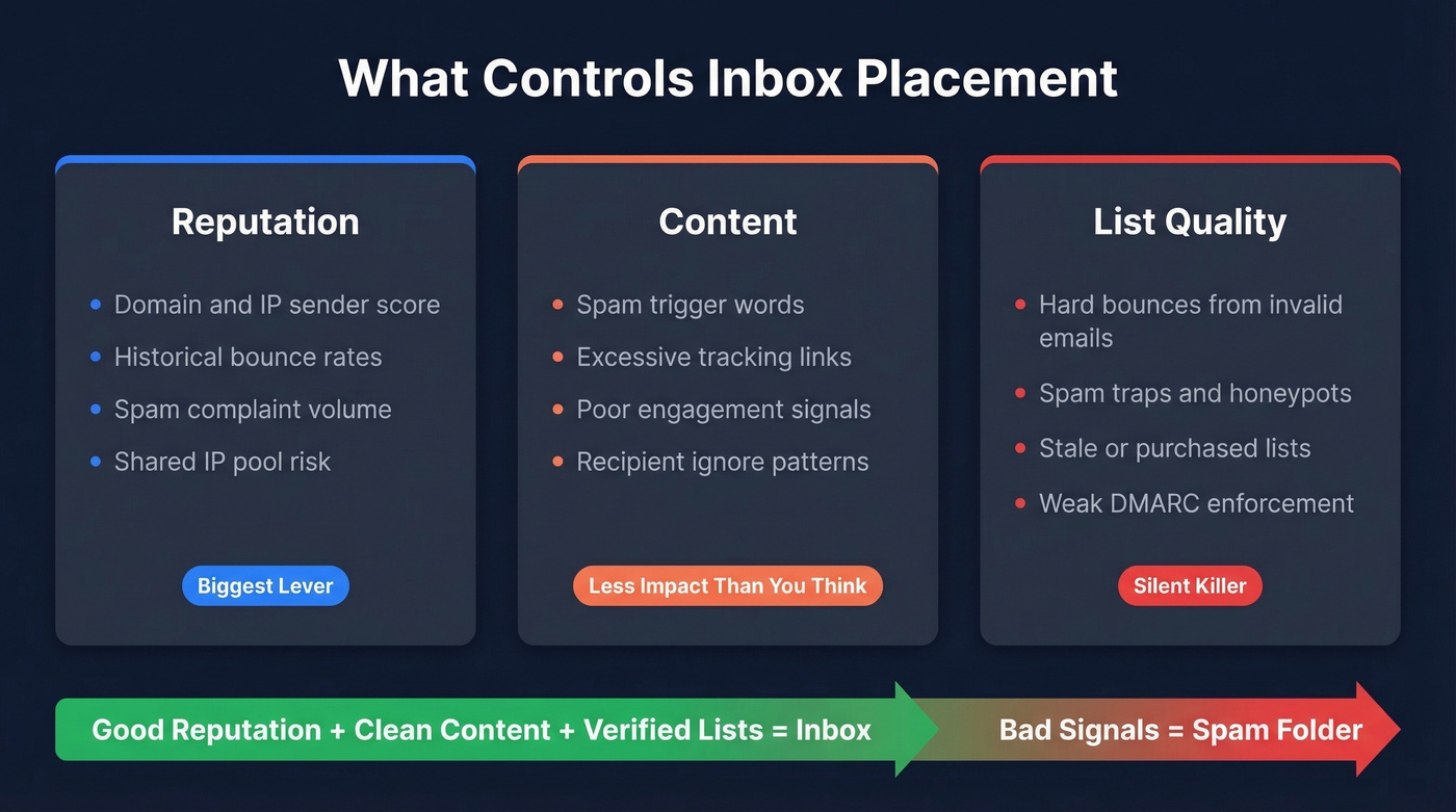 Three pillars controlling email inbox placement
