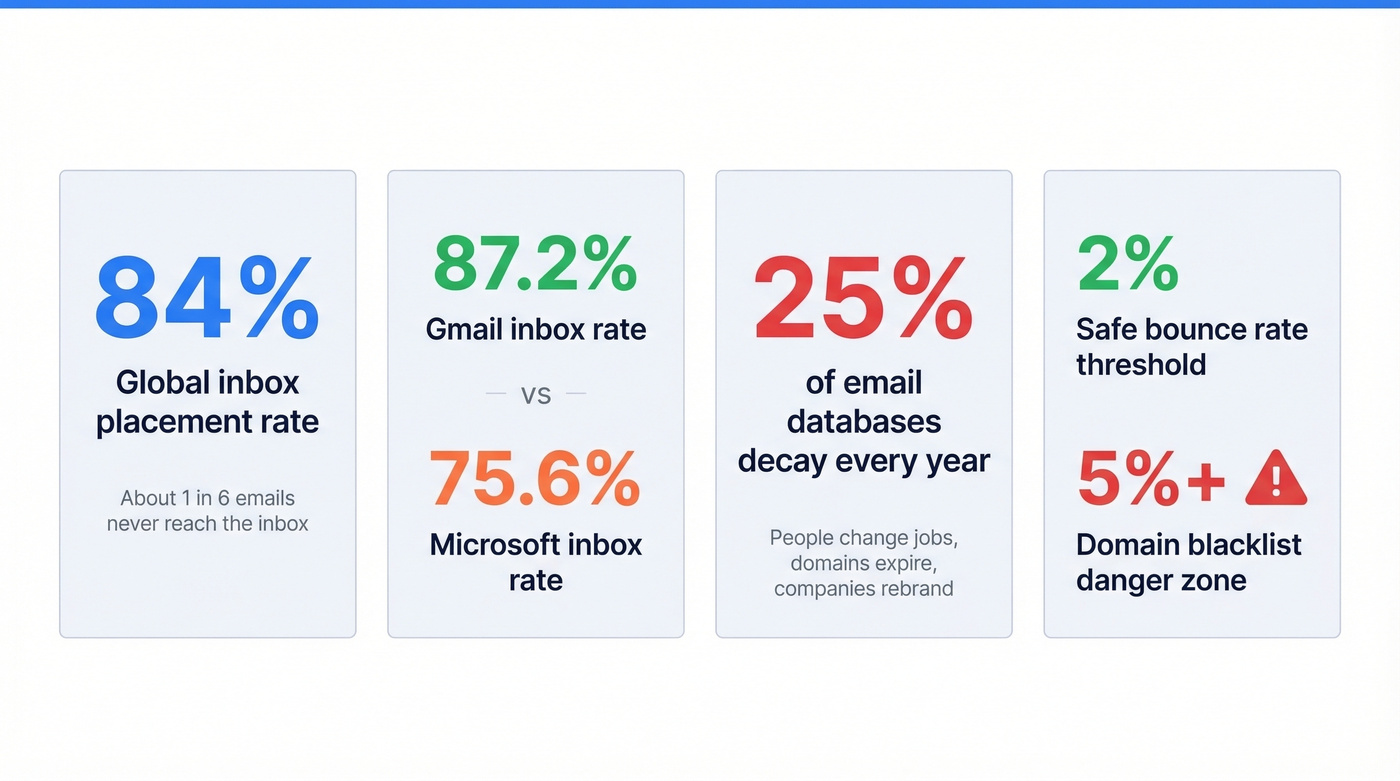 Key email deliverability and database decay statistics