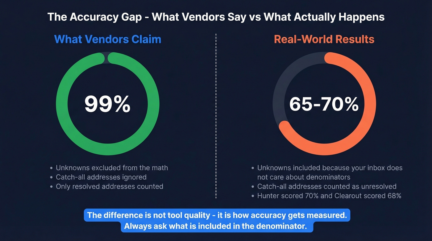 Email verification accuracy gap marketing vs reality