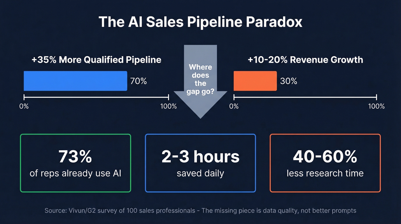 Pipeline paradox showing AI sales ROI gap