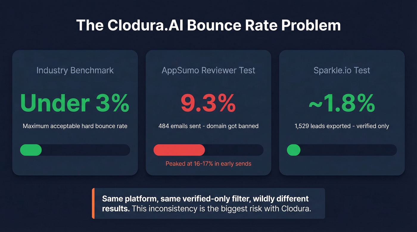 Clodura.AI bounce rate data versus industry benchmark