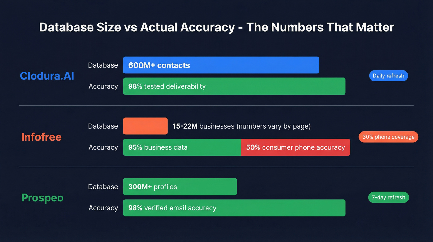 Database size and accuracy comparison across three providers