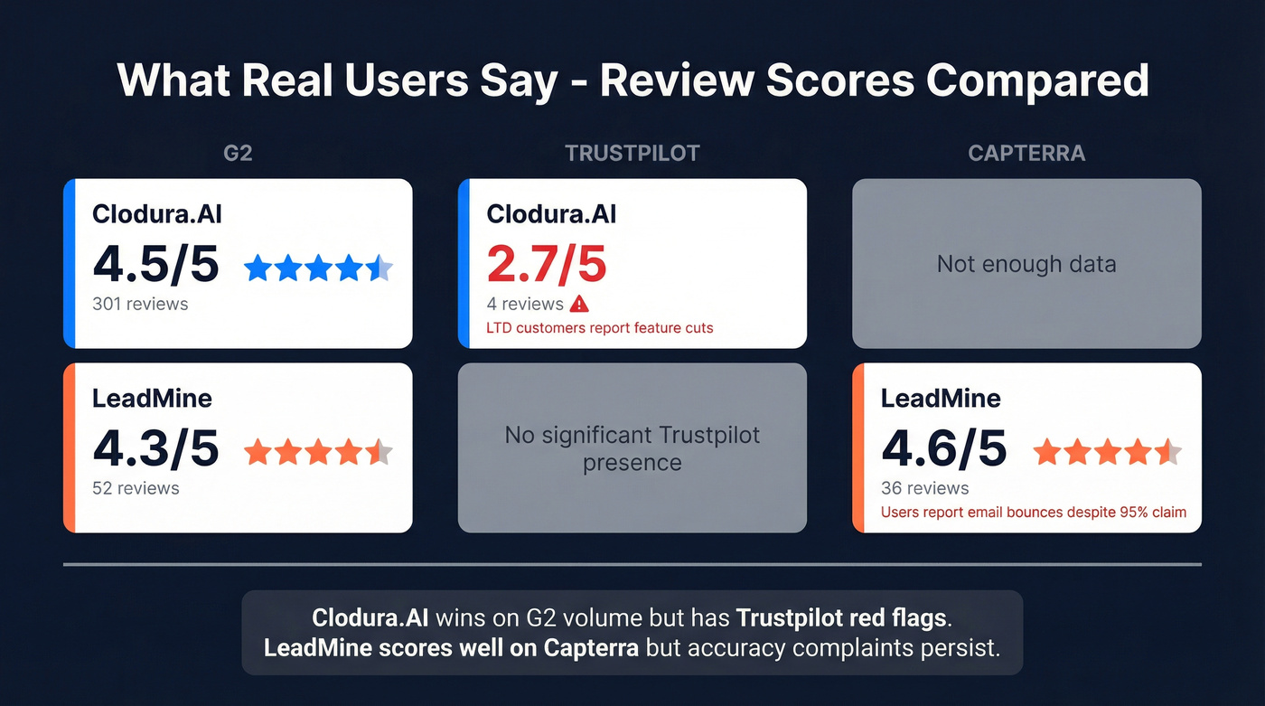 User review scores across G2 Trustpilot and Capterra