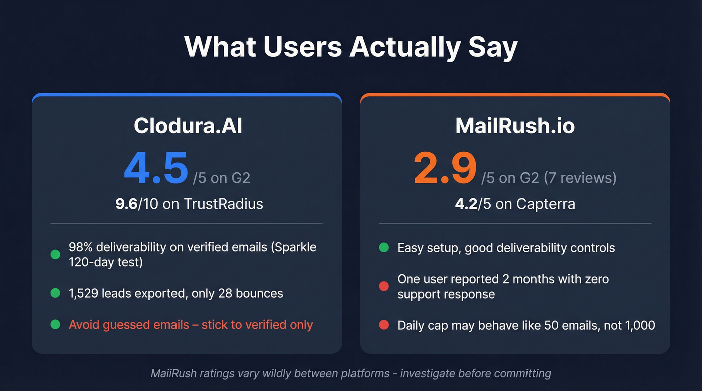 User ratings and key review stats for both tools
