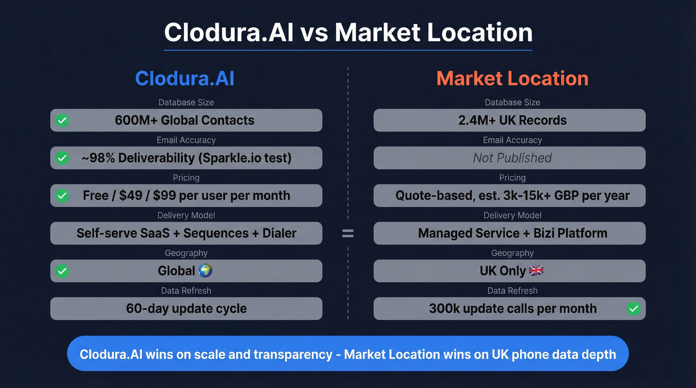 Clodura.AI vs Market Location head-to-head comparison diagram