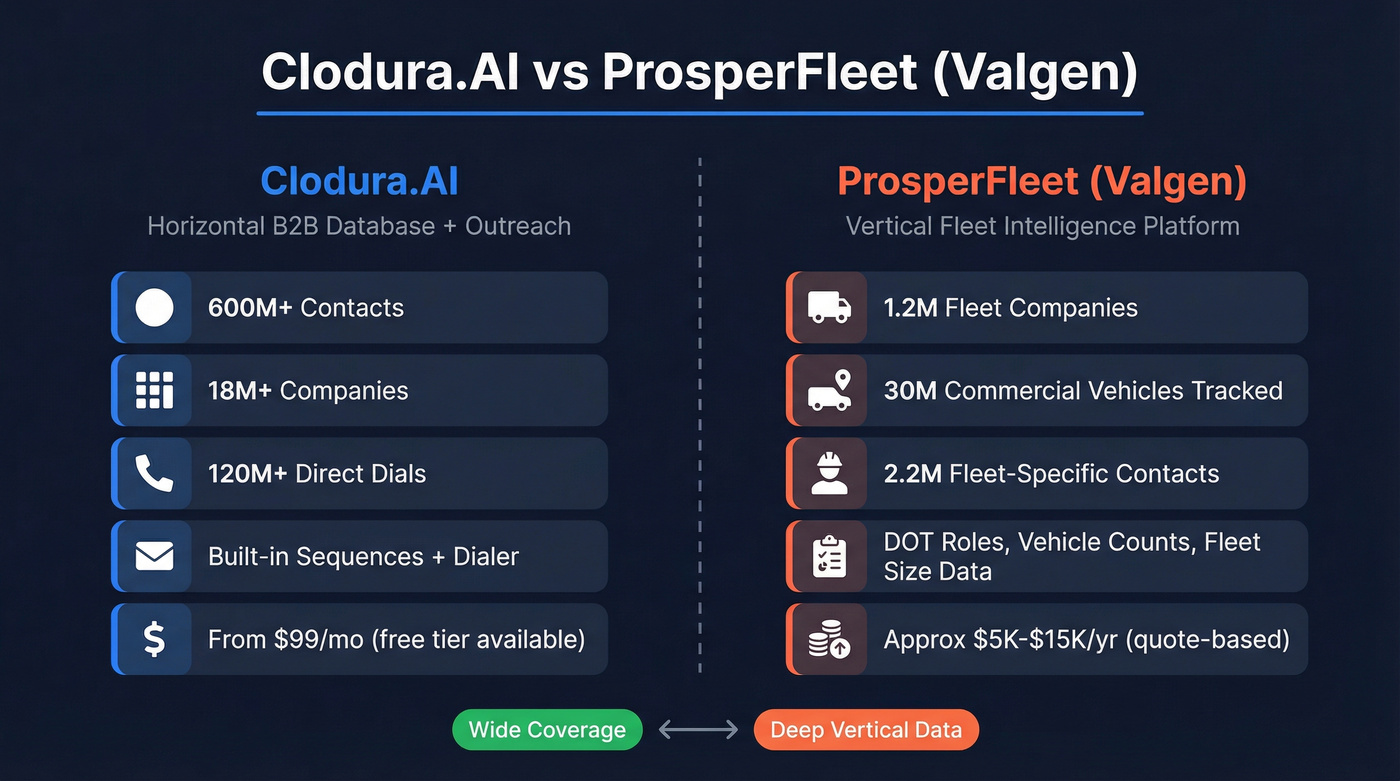 Clodura.AI vs ProsperFleet head-to-head comparison diagram