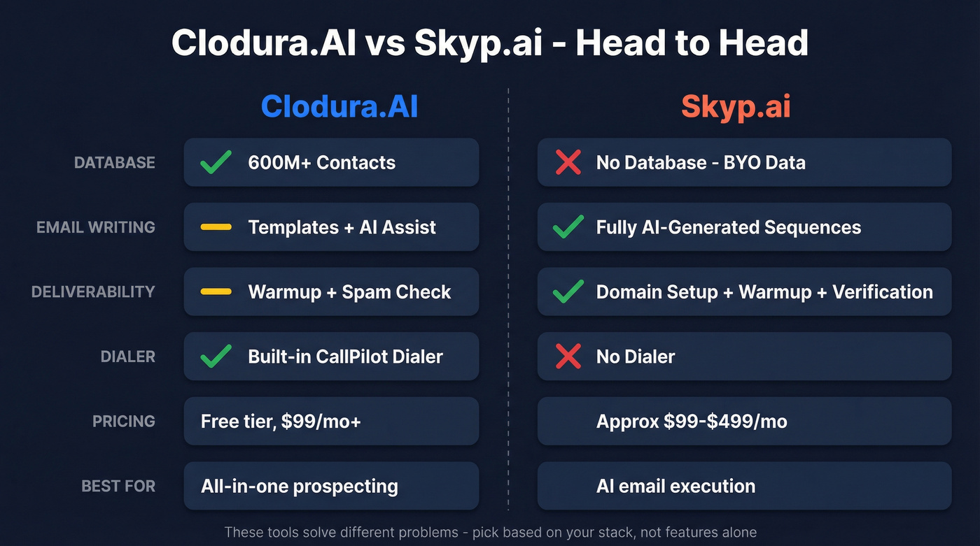 Clodura.AI vs Skyp feature comparison diagram