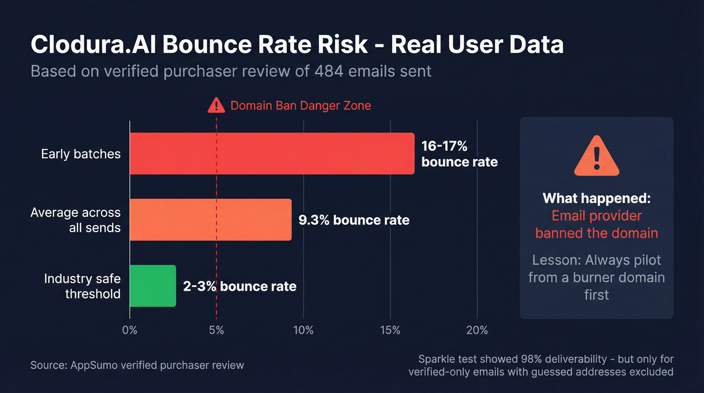 Bounce rate risk comparison showing domain ban danger zone