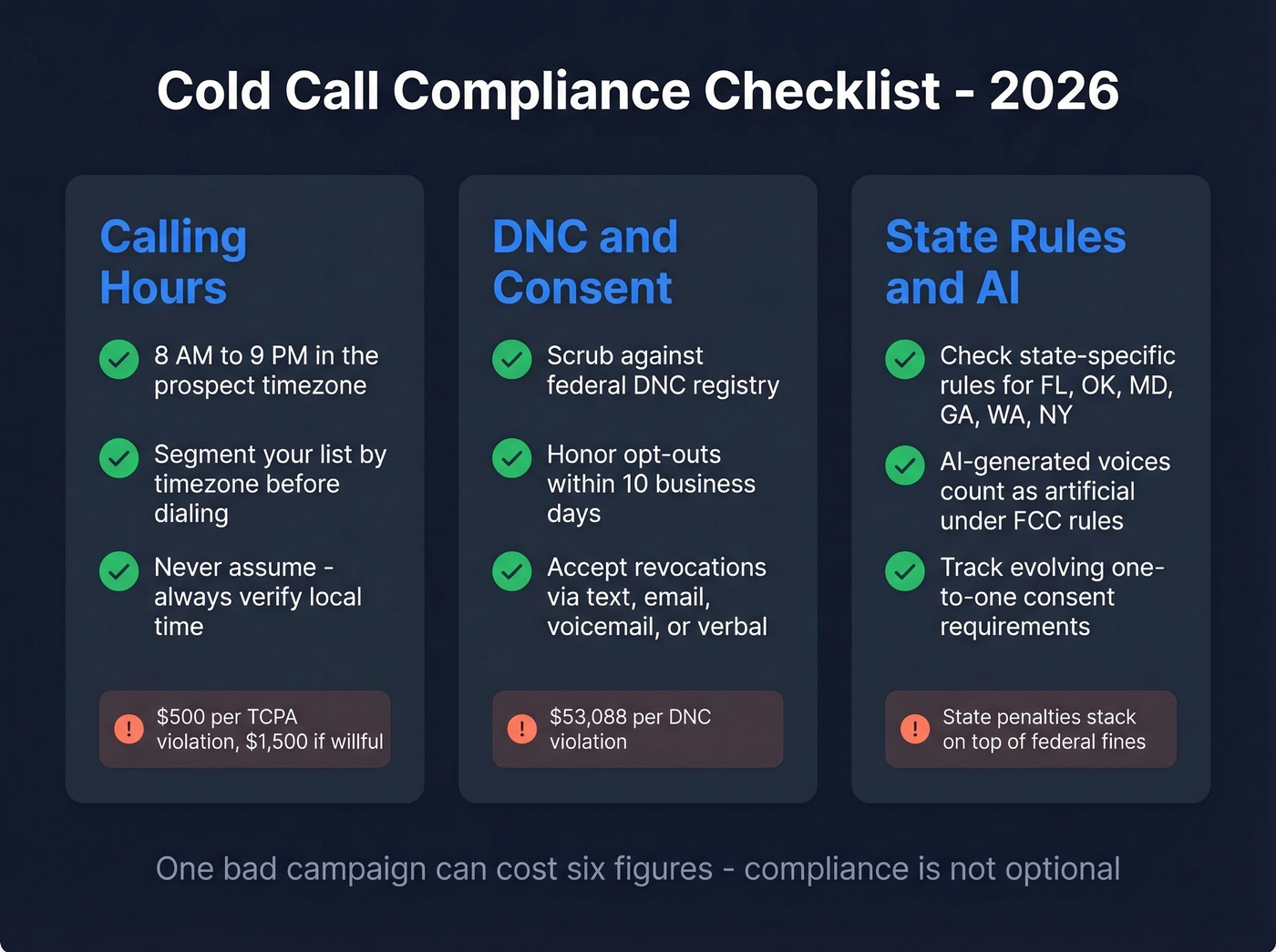 TCPA and DNC compliance checklist for cold calling