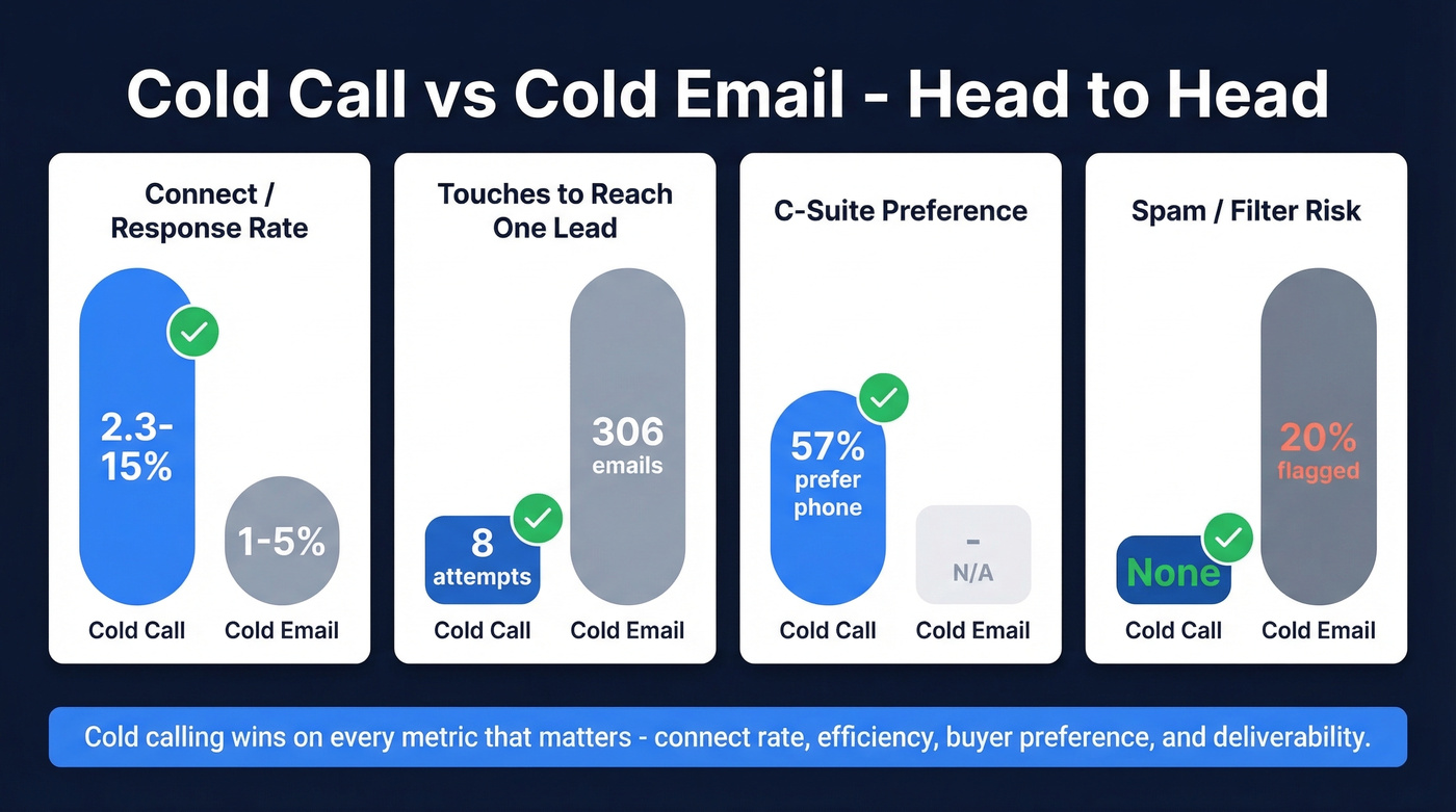 Cold call vs cold email performance comparison chart