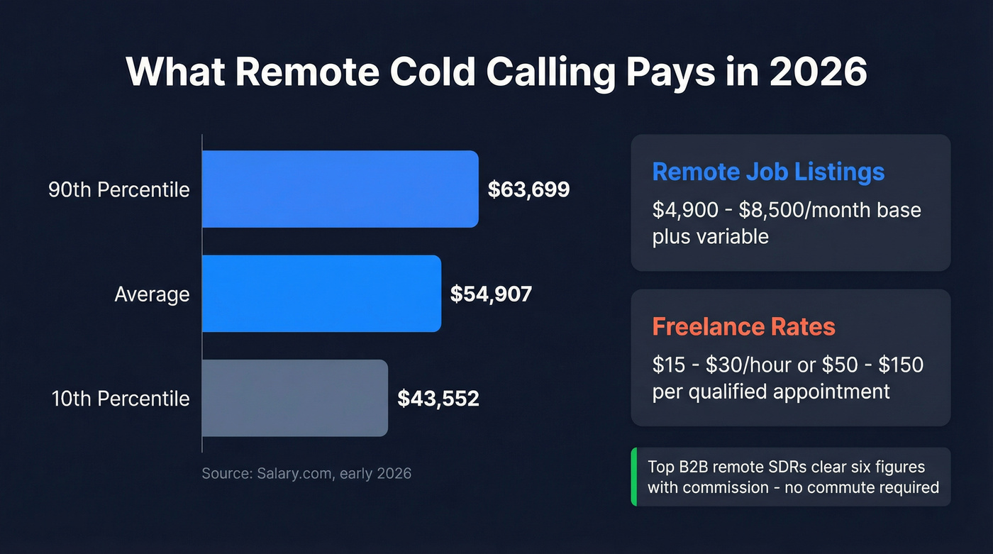 Remote cold calling salary range and compensation breakdown