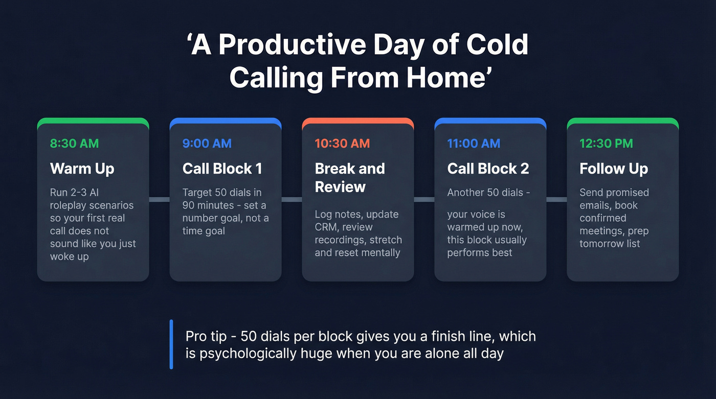 Daily cold calling routine structure for remote reps