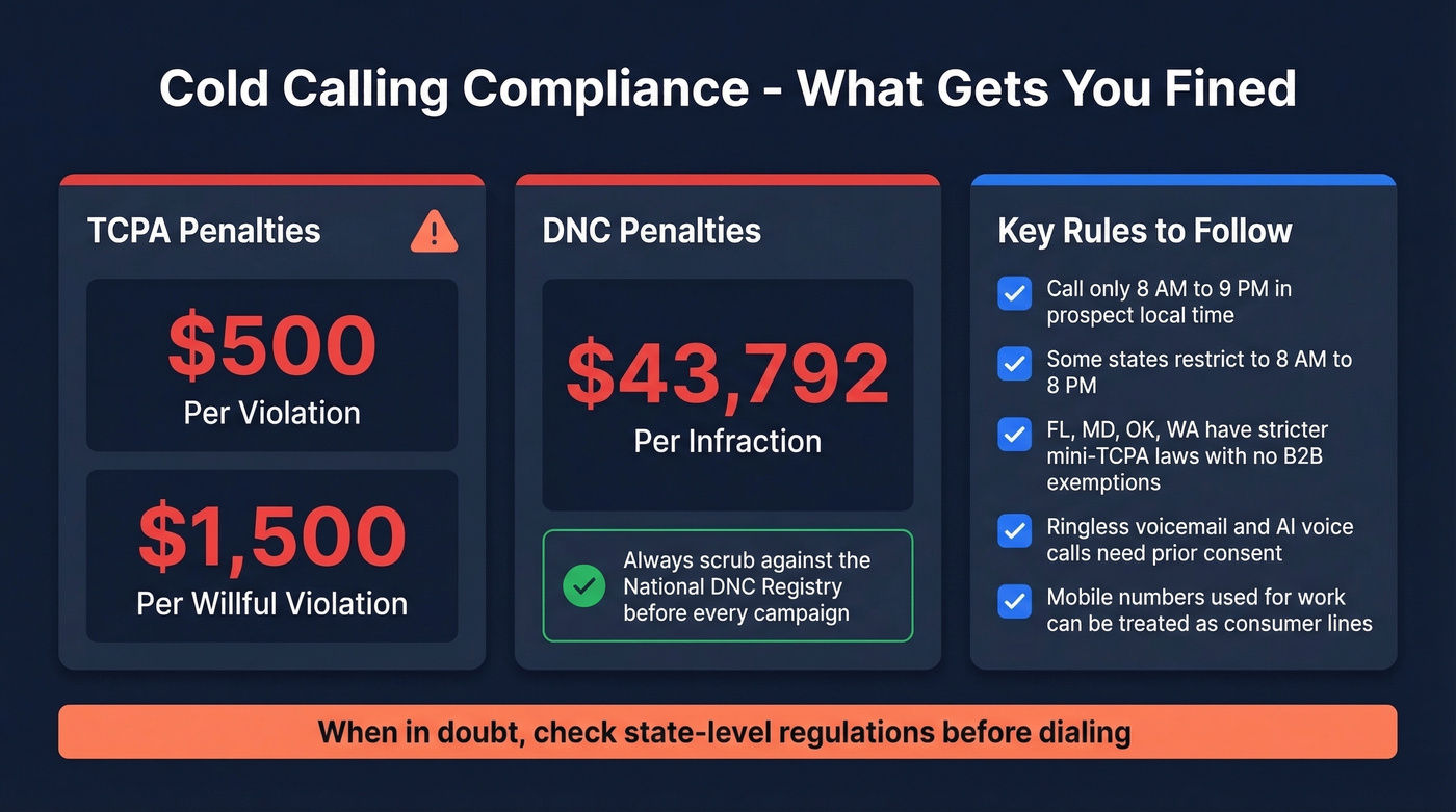 Cold calling compliance penalties and key rules summary