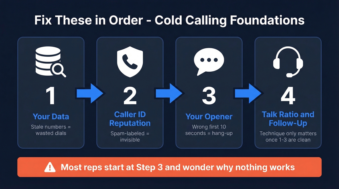 Priority sequence for fixing cold calling fundamentals