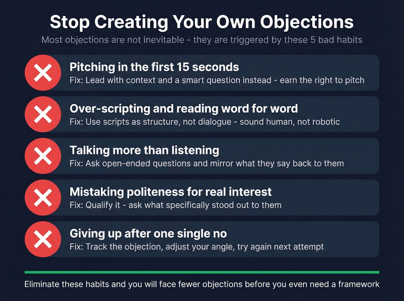 Five common mistakes that trigger cold call objection handling