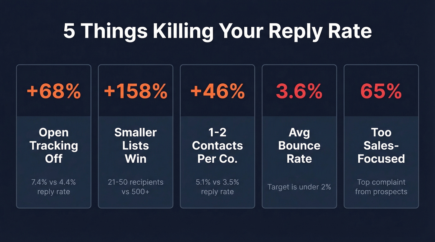 Five cold email killers with impact percentages