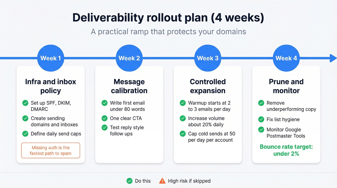 Four-week deliverability rollout plan timeline