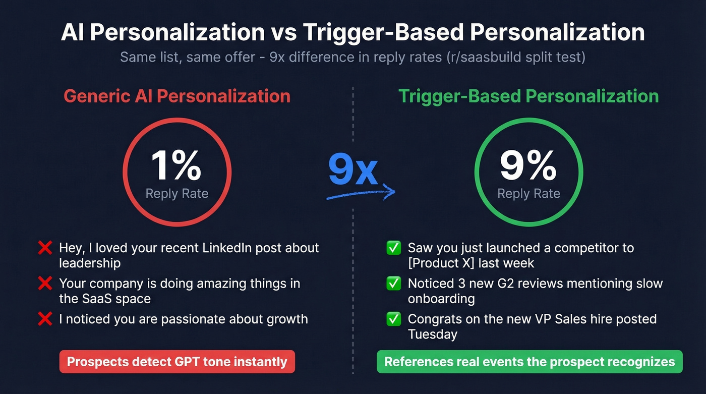 Generic AI vs trigger-based personalization reply rate comparison