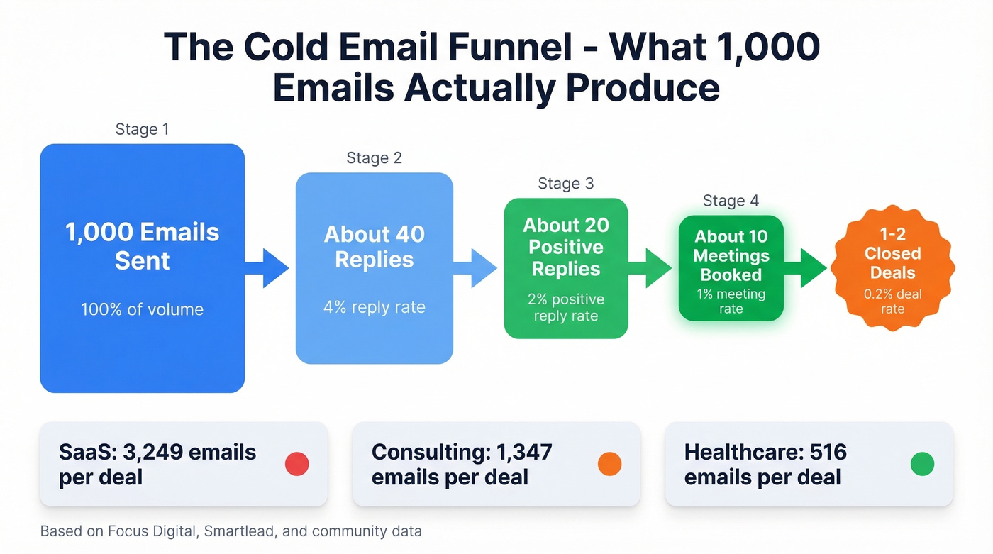 Cold email full funnel conversion from emails to deals