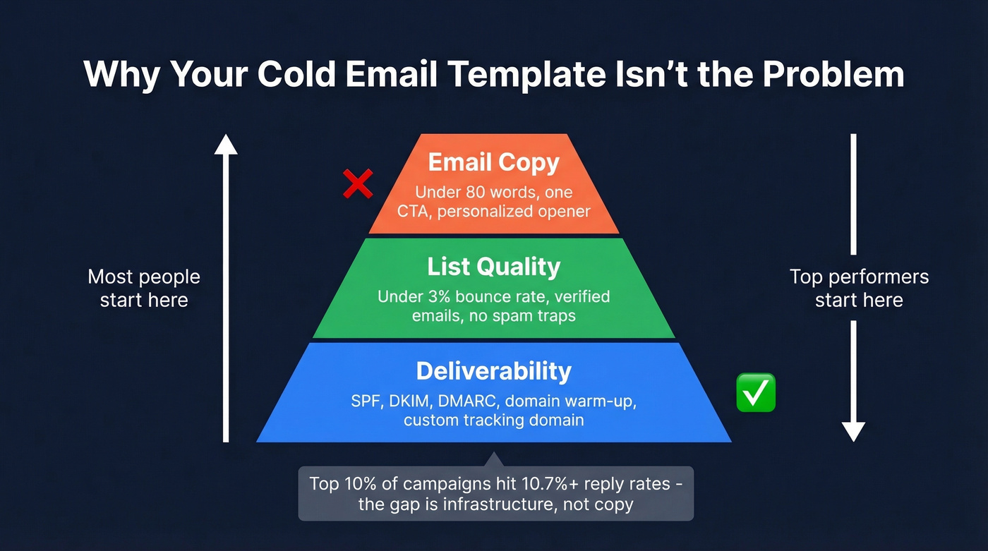 Three pillars of cold email success hierarchy