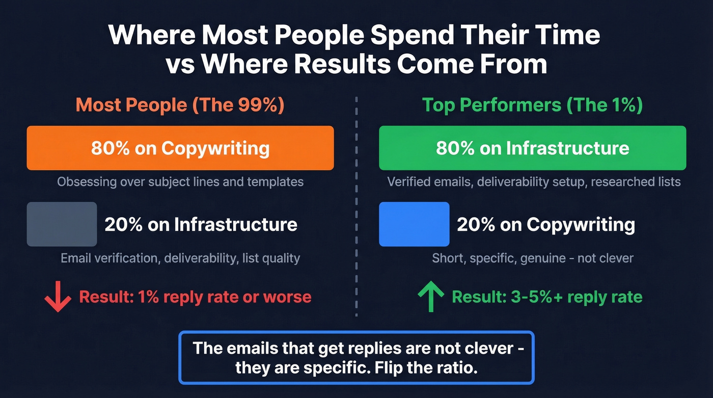 Effort allocation comparison for CEO cold email success