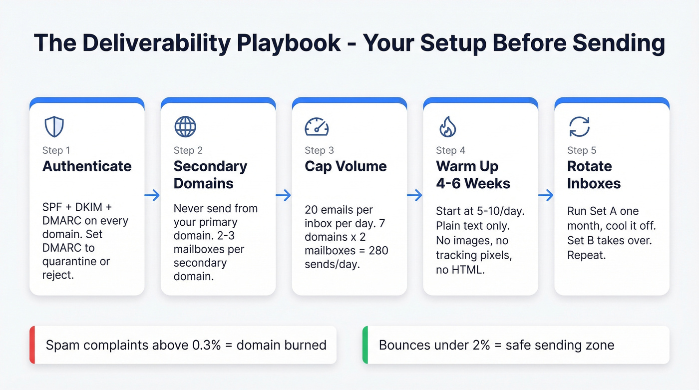 Cold email deliverability infrastructure setup checklist