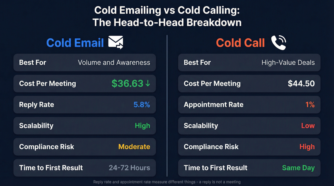 Cold emailing vs cold calling head-to-head comparison