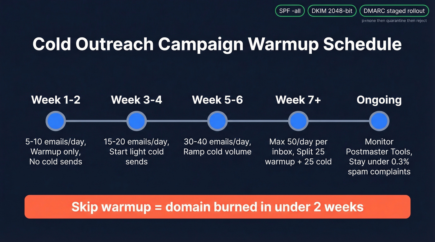 Email warmup timeline from day one to full sending capacity