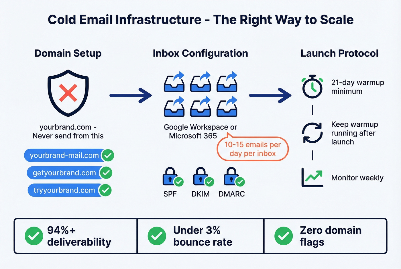 Cold email infrastructure setup diagram