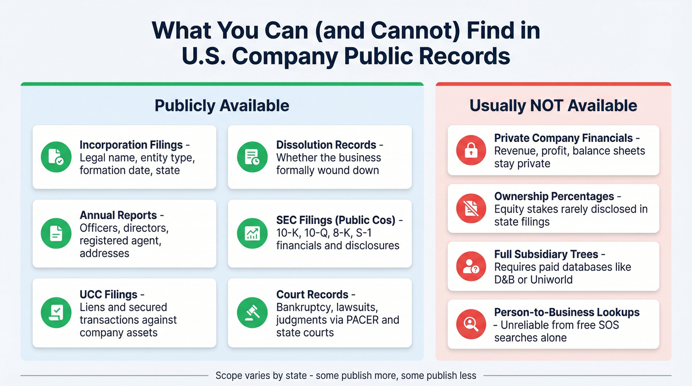 Visual map of public vs non-public corporate record types