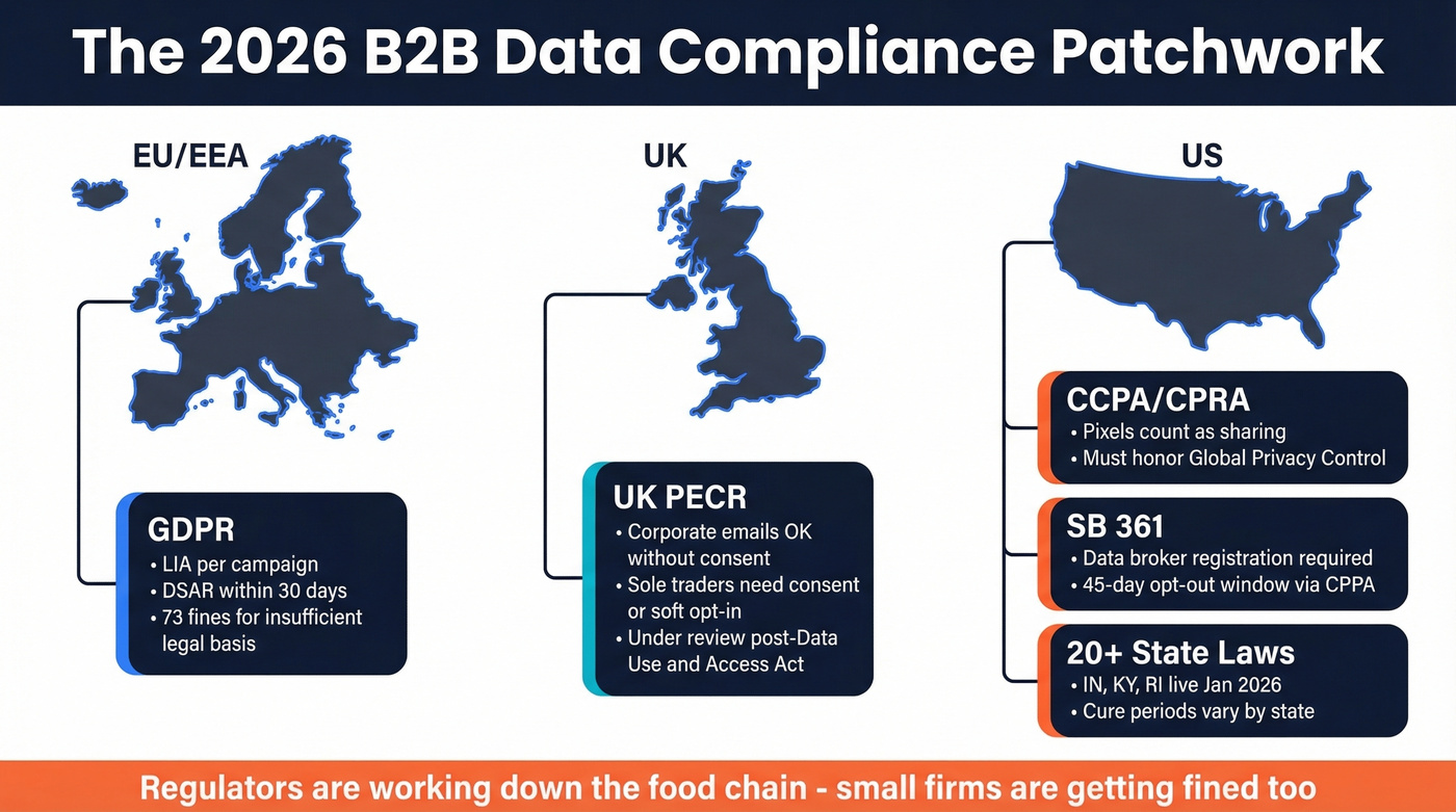 2026 B2B data privacy regulatory map across jurisdictions