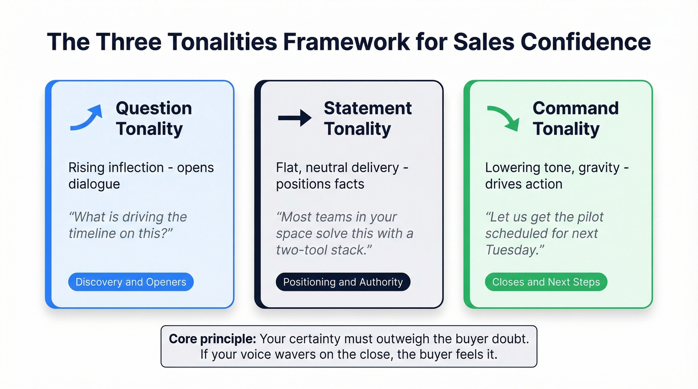 Three sales tonalities framework with examples and use cases