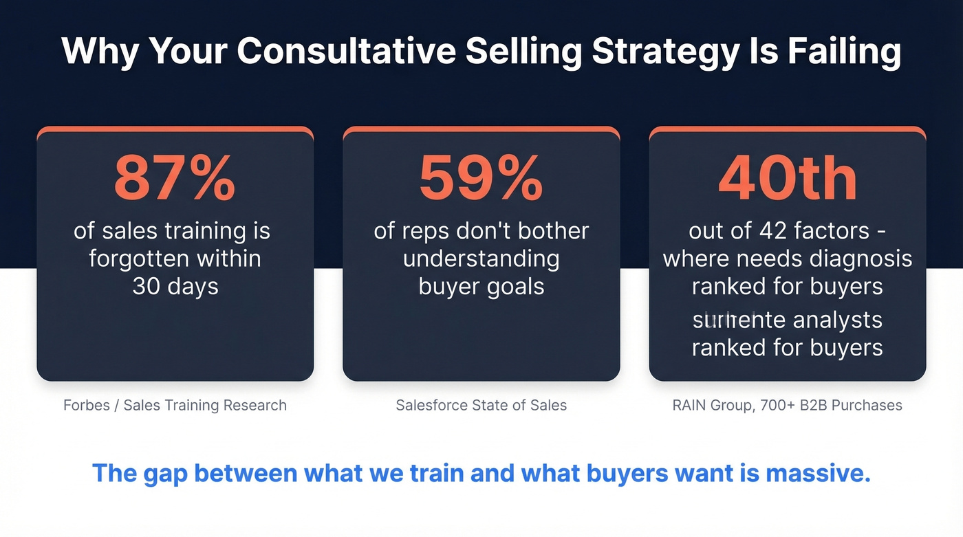 Key stats showing why consultative selling fails