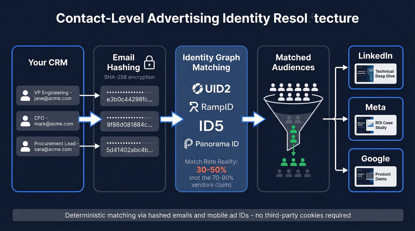 Identity resolution flow from CRM to ad platforms