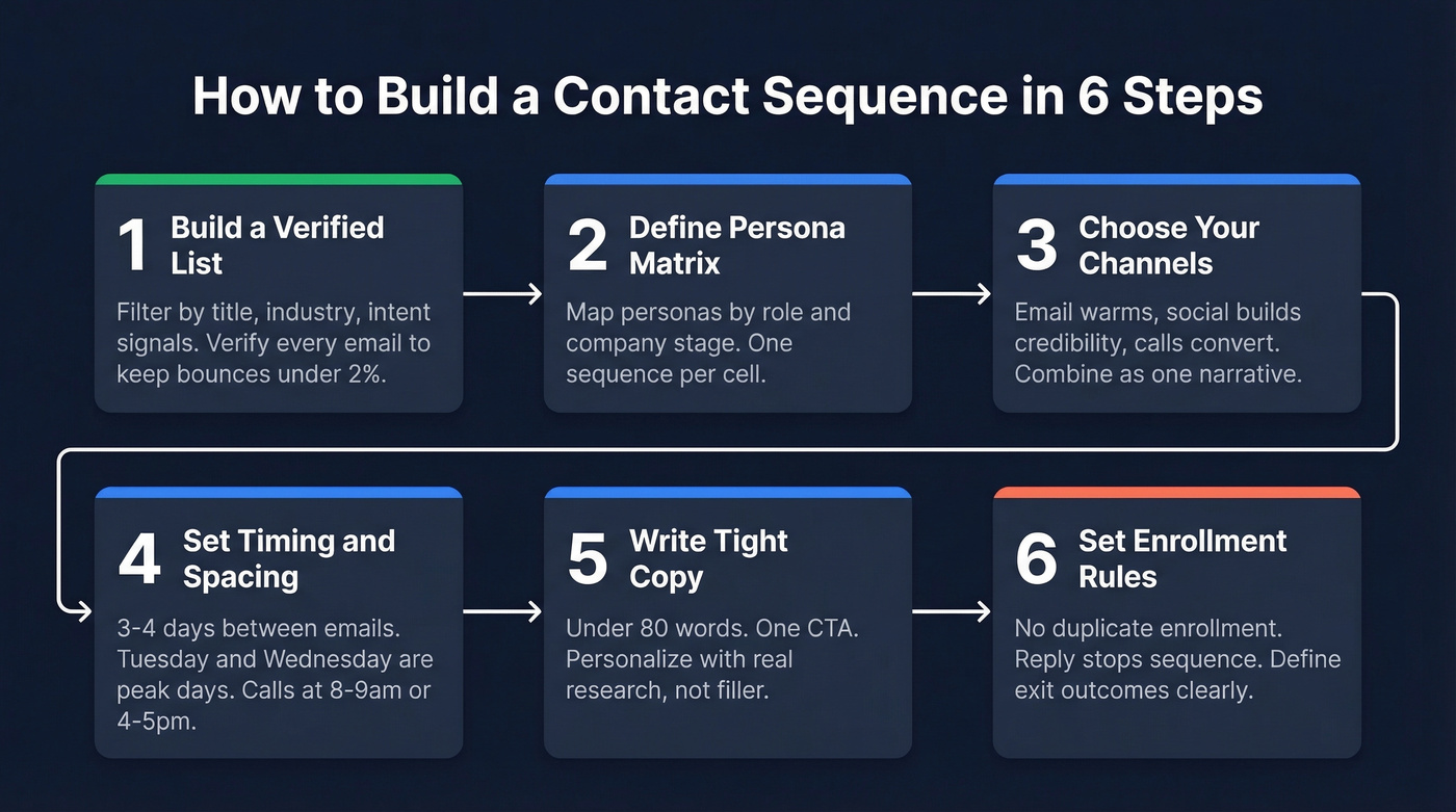 Six step process to build a contact sequence