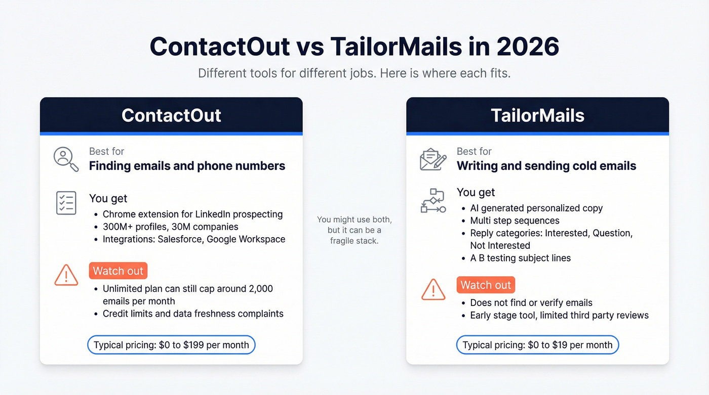ContactOut vs TailorMails quick fit comparison