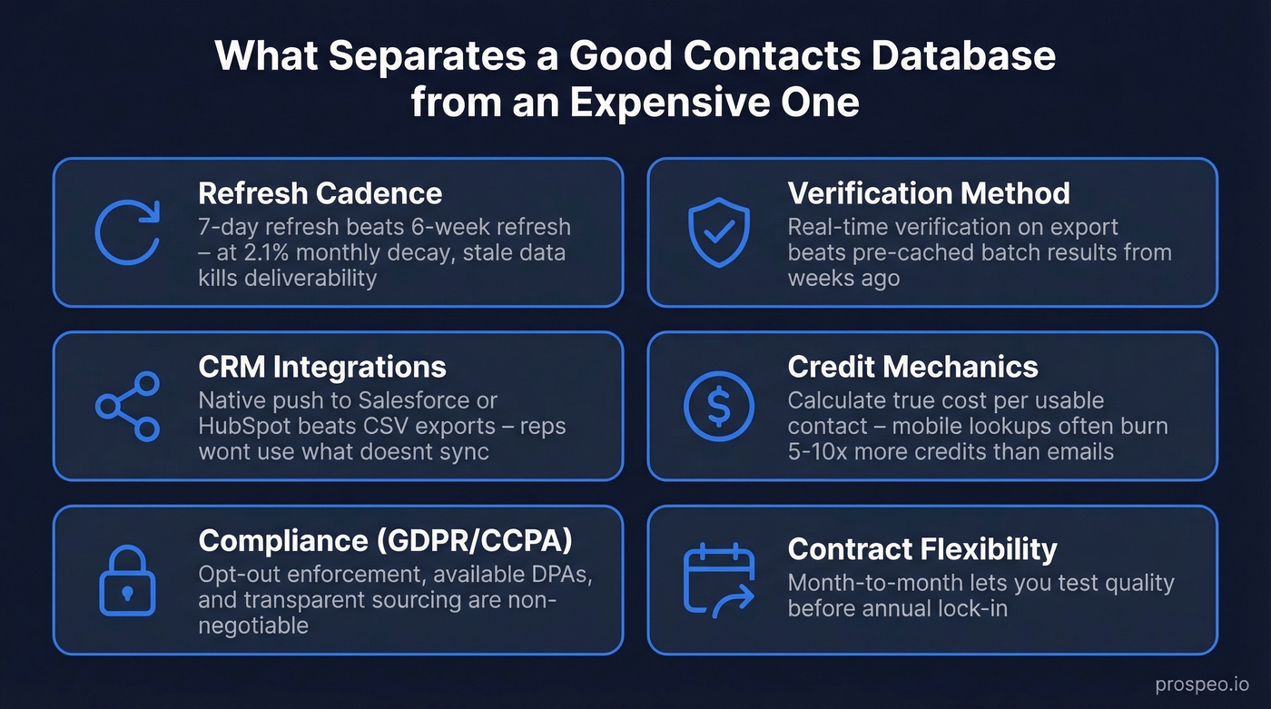Six key evaluation criteria for B2B contacts databases
