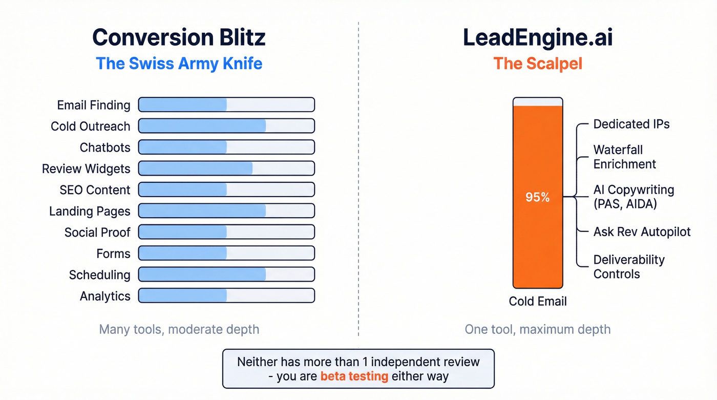 Swiss Army knife vs scalpel approach visual diagram