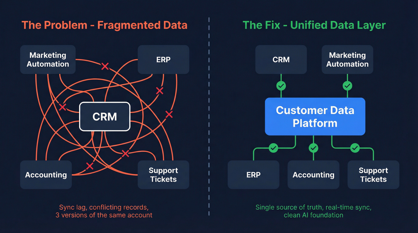 CRM integration fragmentation vs unified CDP approach