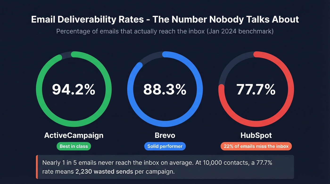 Email deliverability rates compared across CRMs