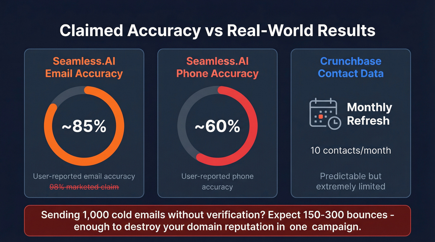 Email accuracy and bounce rate comparison stats