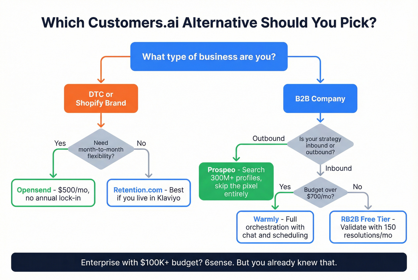Decision tree for choosing the right Customers.ai alternative