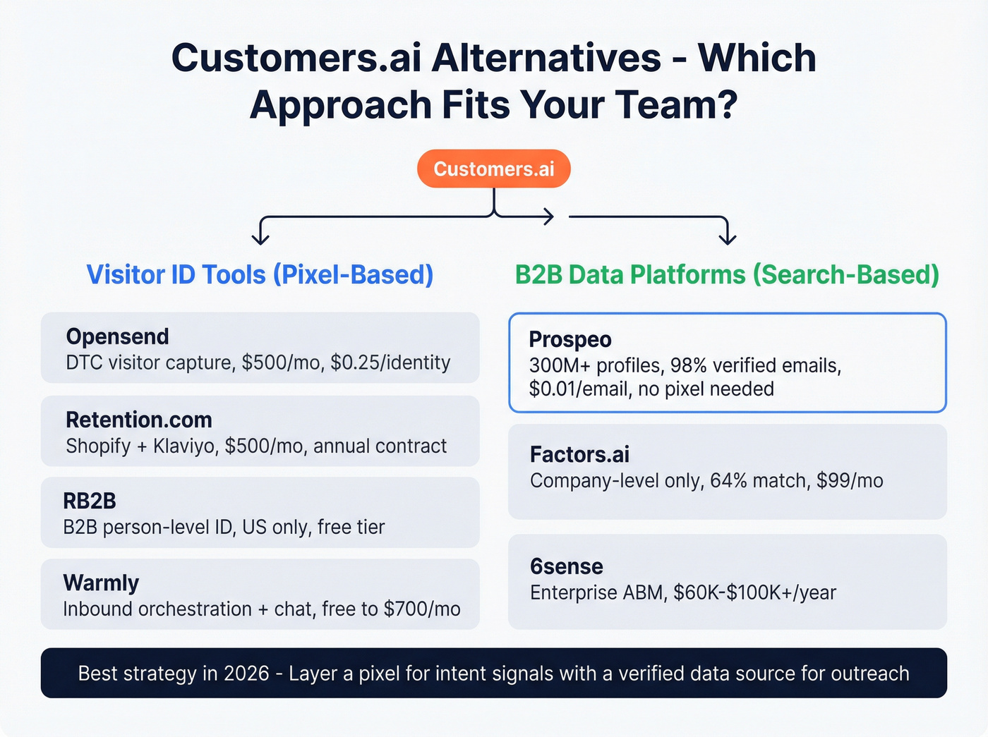 Customers.ai alternatives comparison by use case and approach